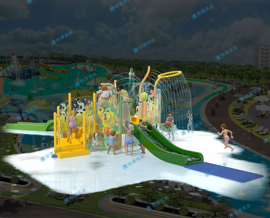 戏水屋平台滑梯组合XY06