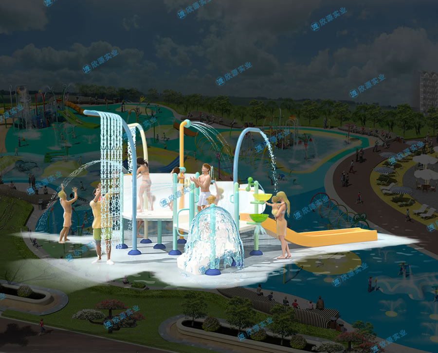 戏水屋平台滑梯组合XY12