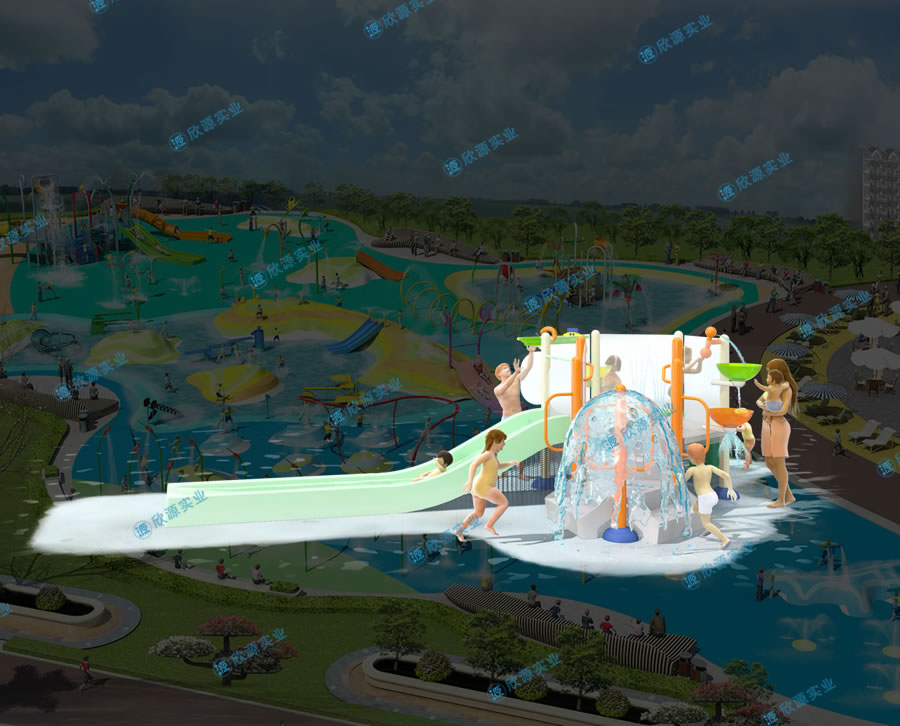 戏水屋平台滑梯组合XY09