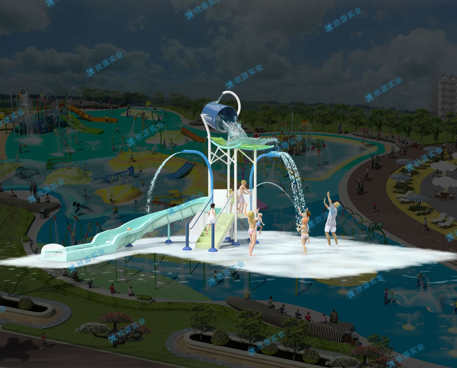 戏水屋平台滑梯组合XY07