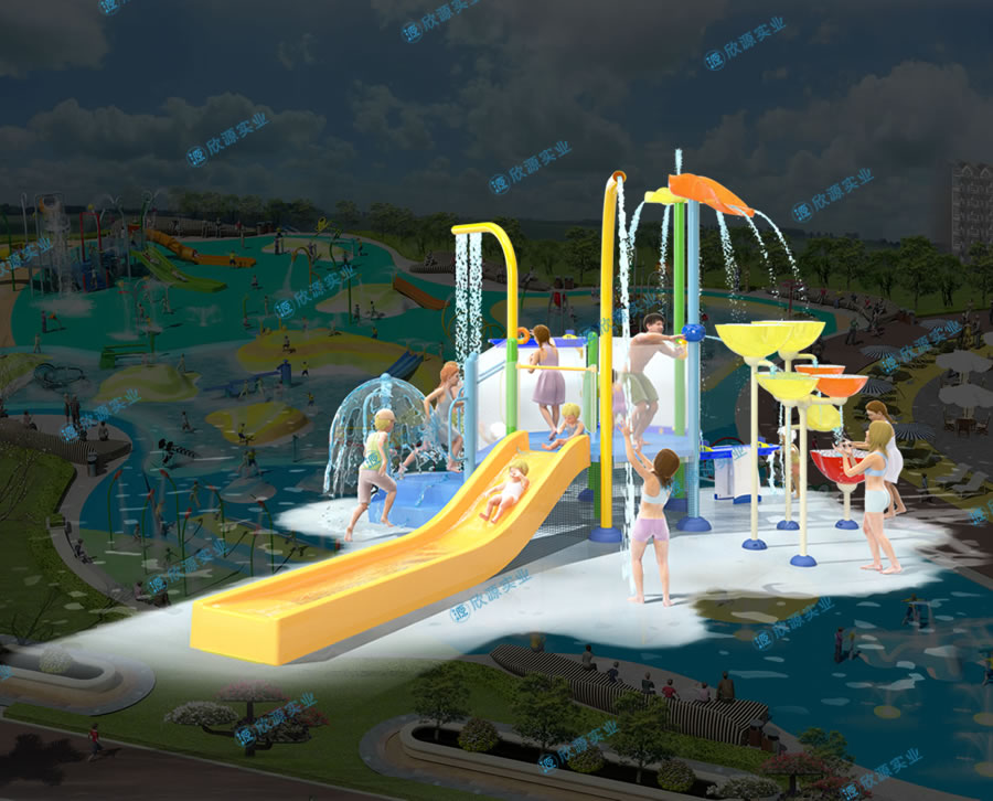 戏水屋平台滑梯组合XY11