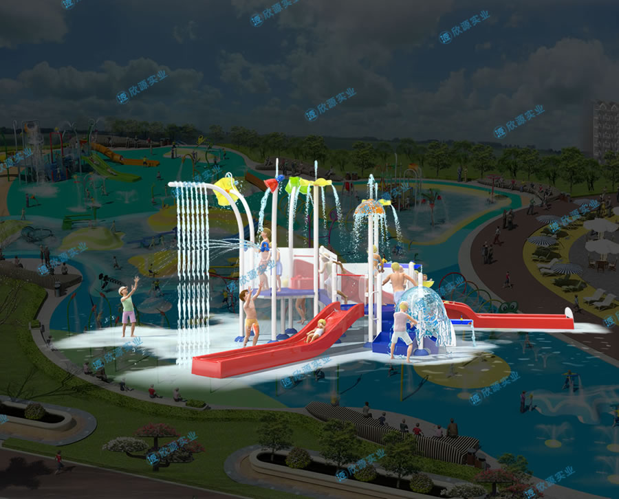 戏水屋平台滑梯组合XY13