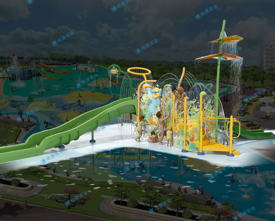 戏水屋平台滑梯组合XY05