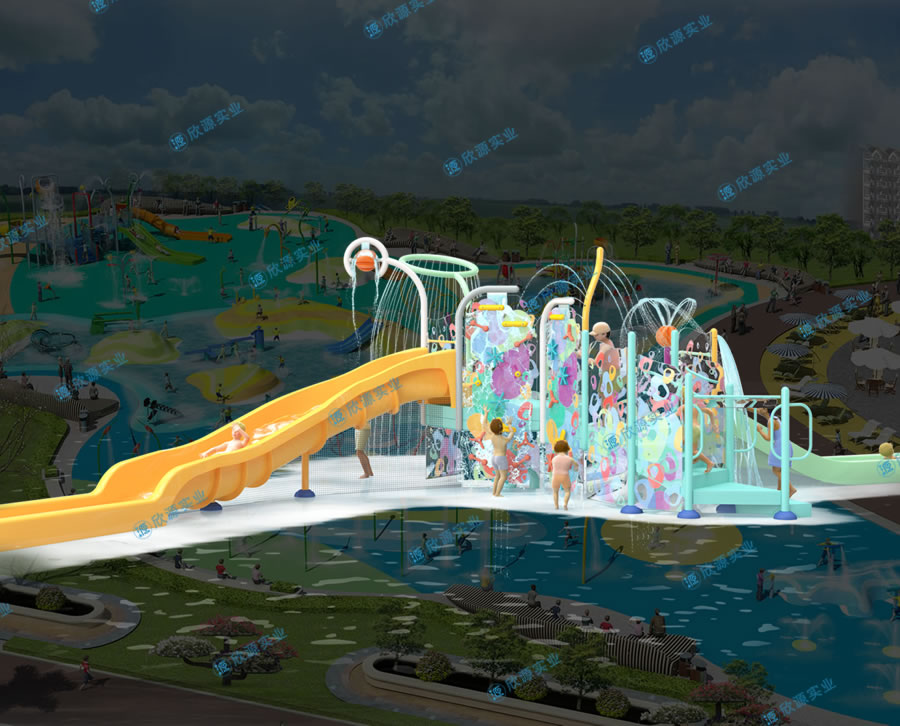 戏水屋平台滑梯组合XY06