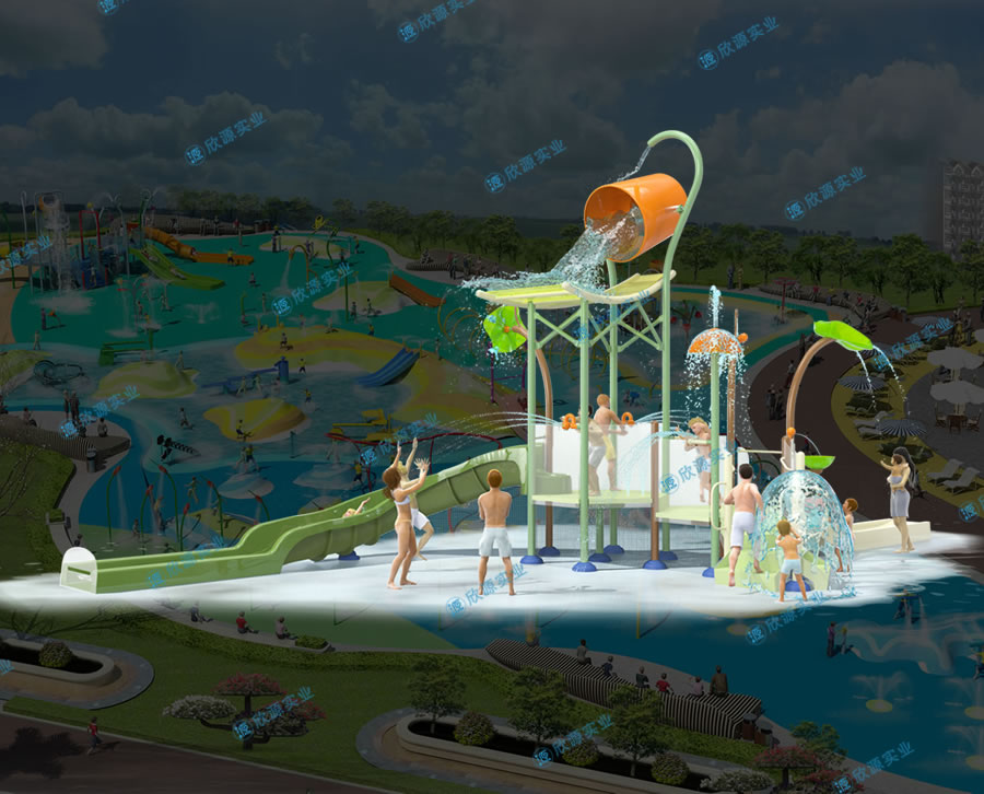 戏水屋平台滑梯组合XY15