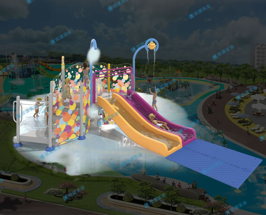 戏水屋平台滑梯组合XY04