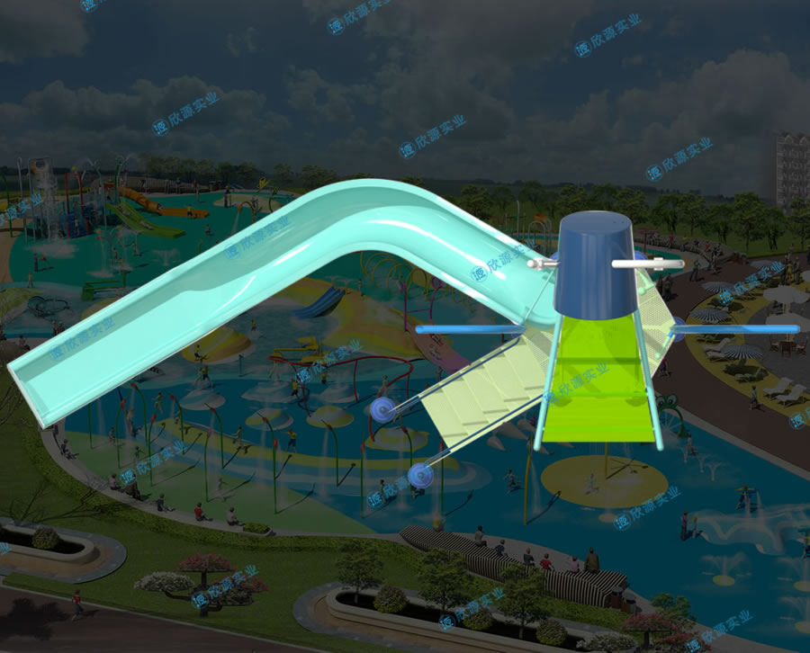 戏水屋平台滑梯组合XY07