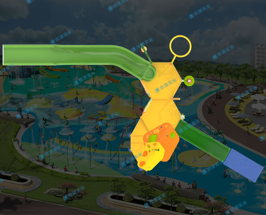 戏水屋平台滑梯组合XY05