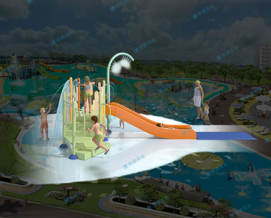 戏水屋平台滑梯组合XY01