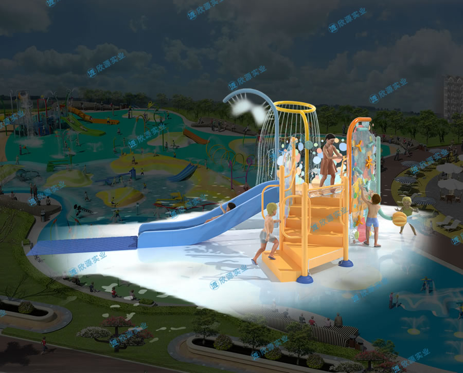 戏水屋平台滑梯组合XY03