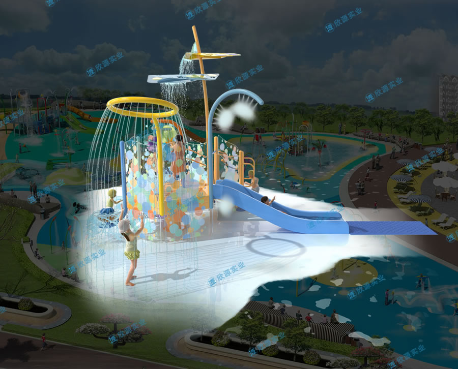 戏水屋平台滑梯组合XY02