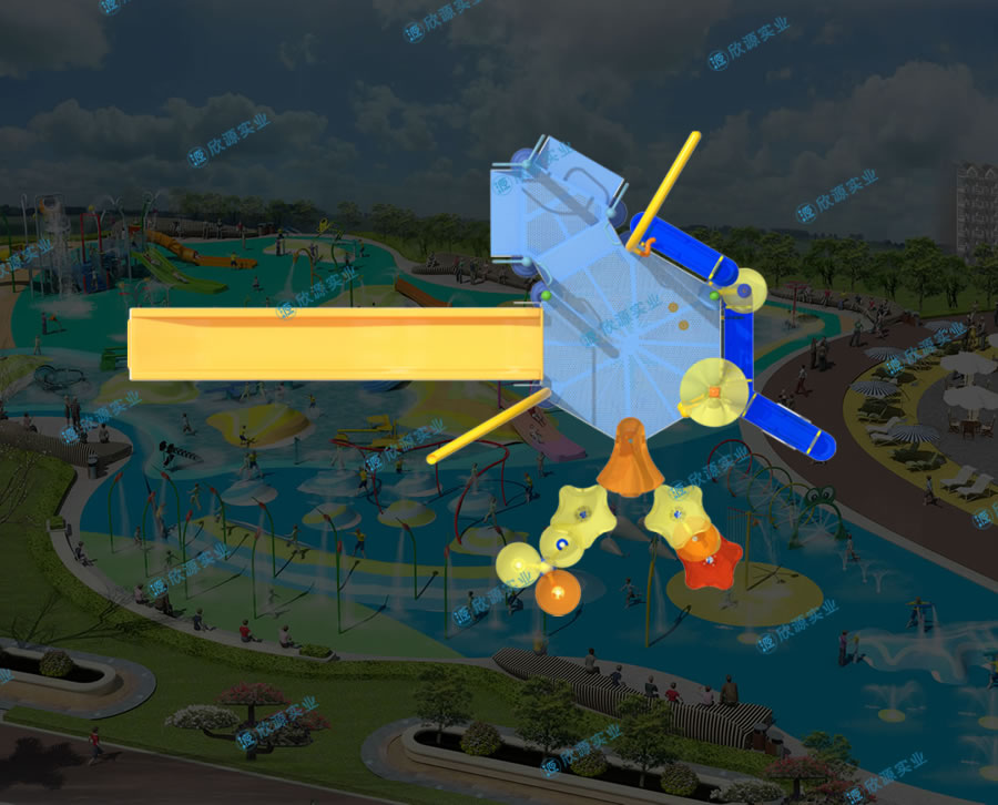 戏水屋平台滑梯组合XY11