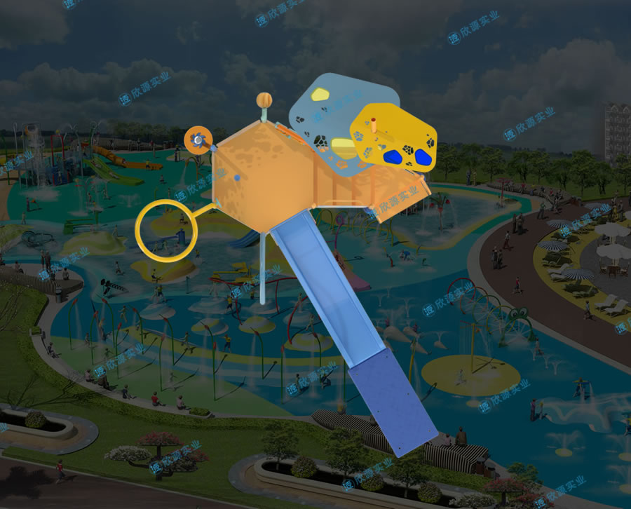 戏水屋平台滑梯组合XY02