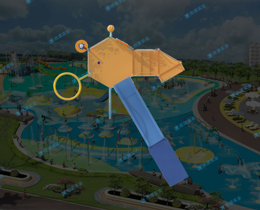 戏水屋平台滑梯组合XY03