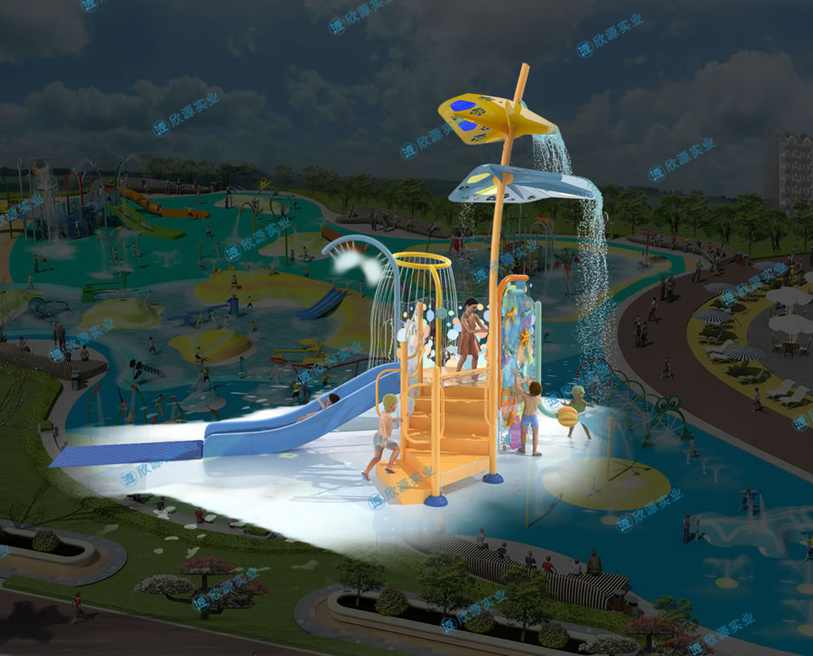 戏水屋平台滑梯组合XY02