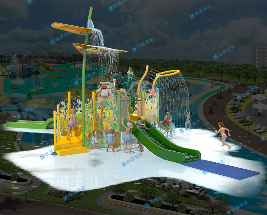 戏水屋平台滑梯组合XY05