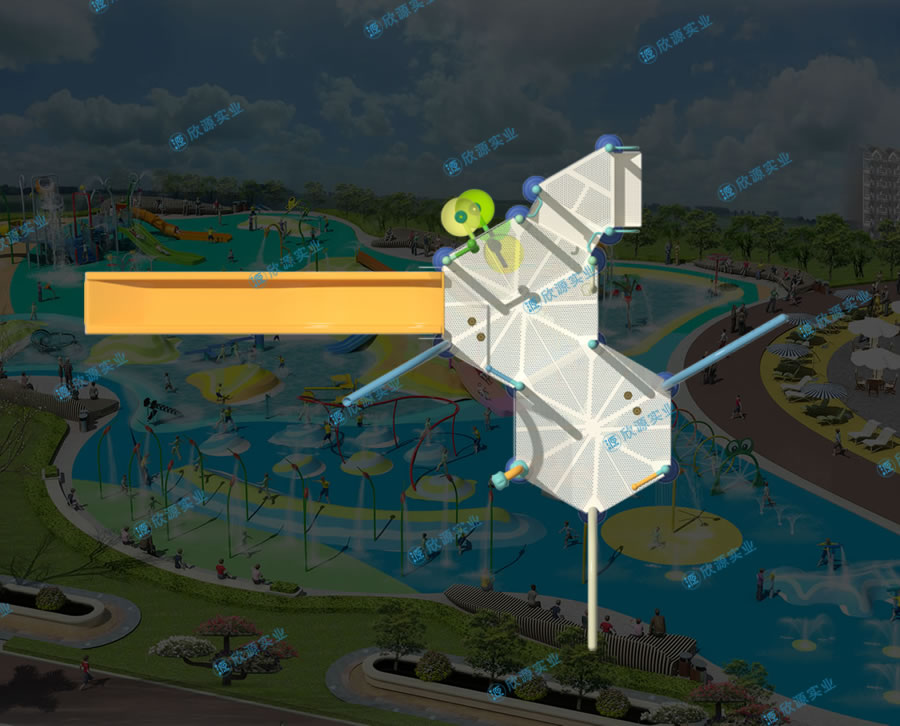 戏水屋平台滑梯组合XY12