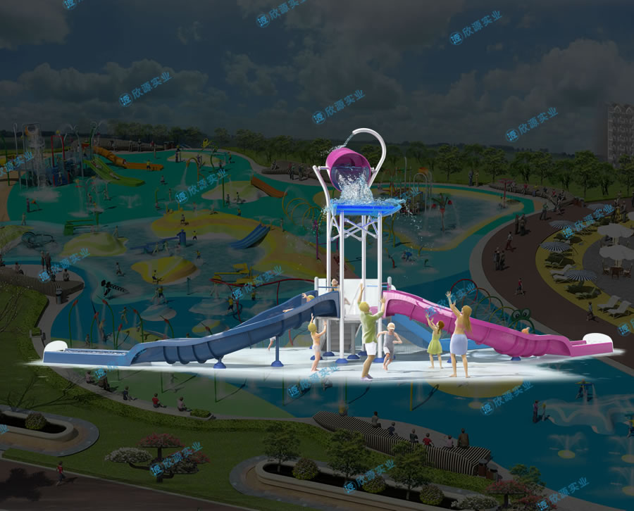 戏水屋平台滑梯组合XY08