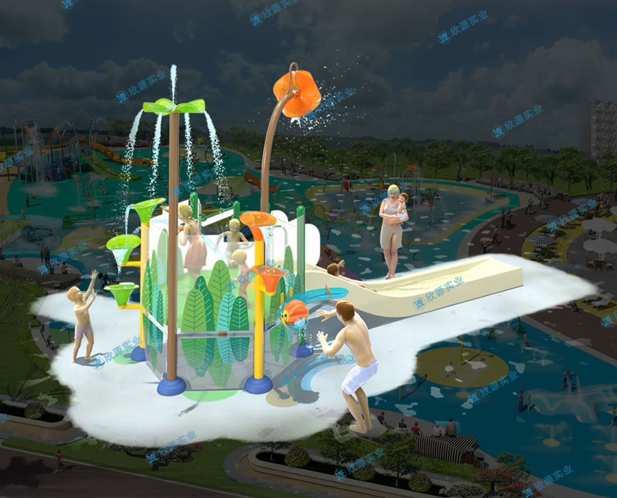 戏水屋平台滑梯组合XY10