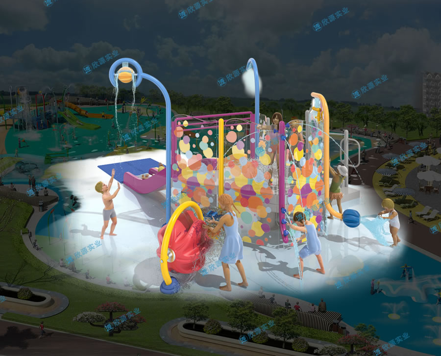 戏水屋平台滑梯组合XY04