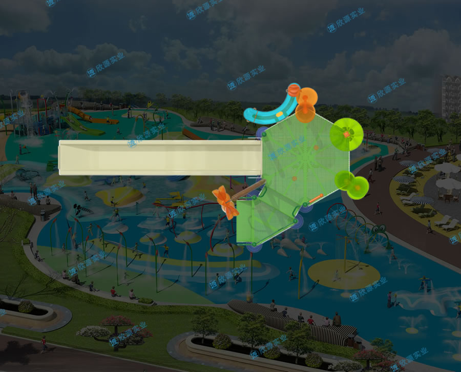 戏水屋平台滑梯组合XY10