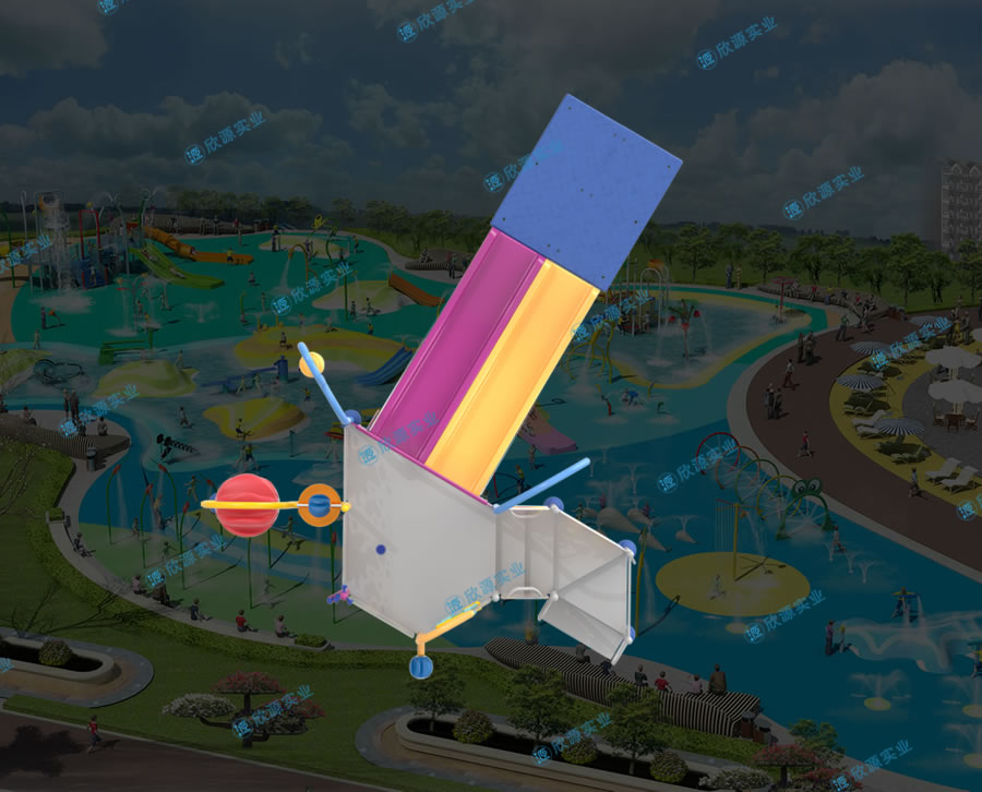 戏水屋平台滑梯组合XY04