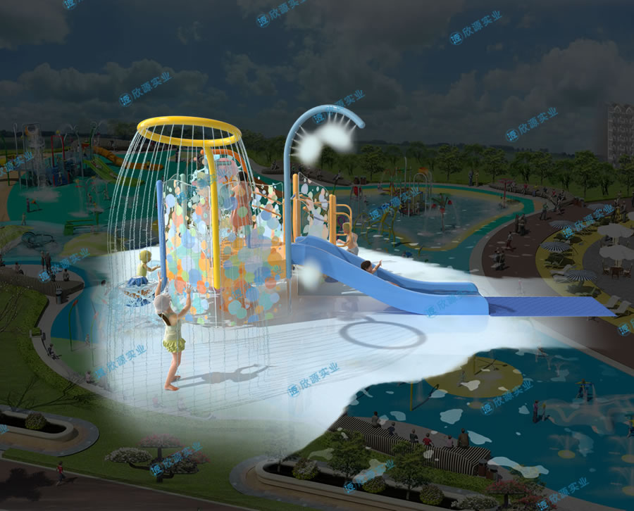戏水屋平台滑梯组合XY03