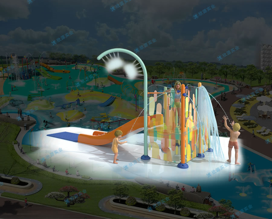 戏水屋平台滑梯组合XY01