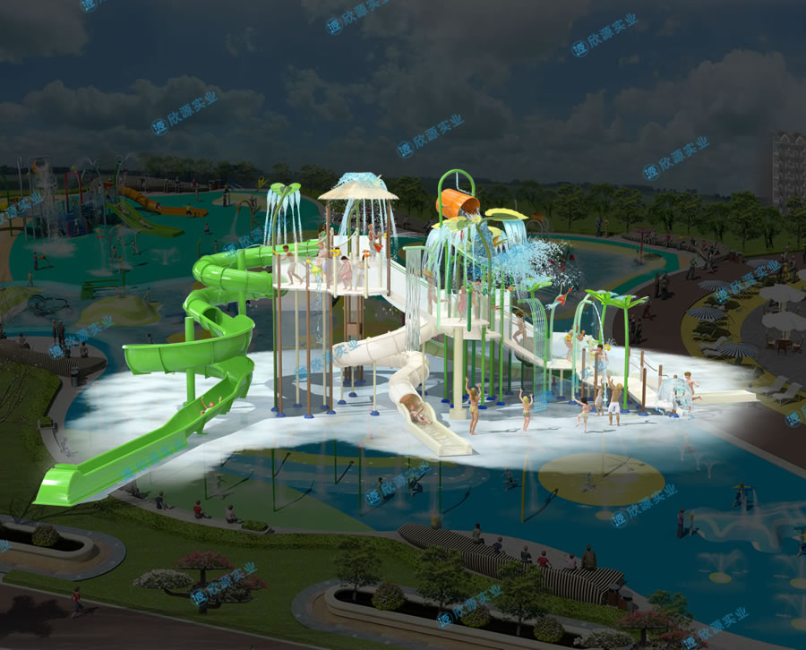 戏水屋平台滑梯组合XY27