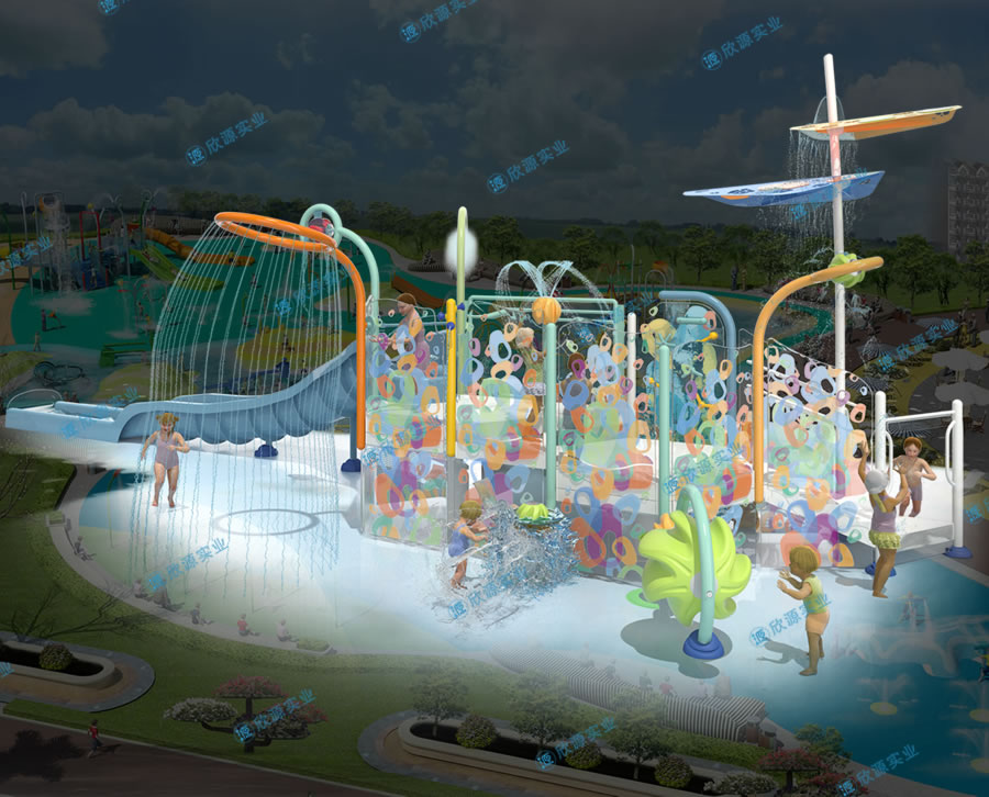 戏水屋平台滑梯组合XY31