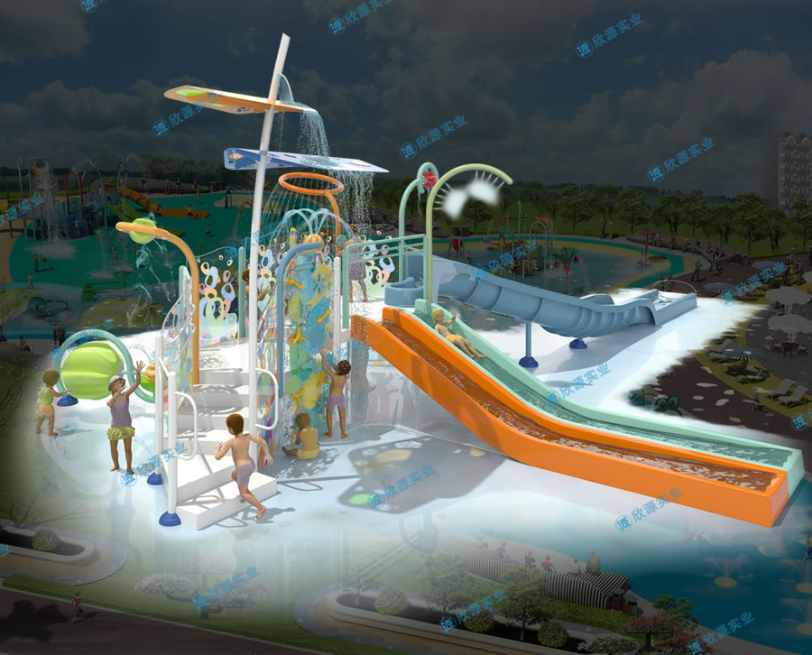 戏水屋平台滑梯组合XY31