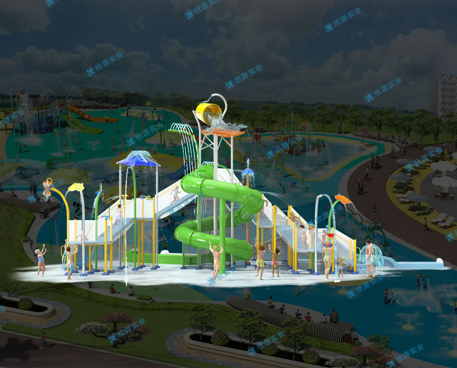 戏水屋平台滑梯组合XY26
