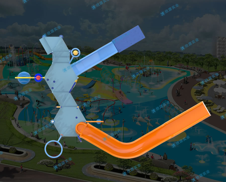 戏水屋平台滑梯组合XY32