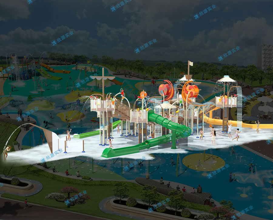 戏水屋平台滑梯组合XY30