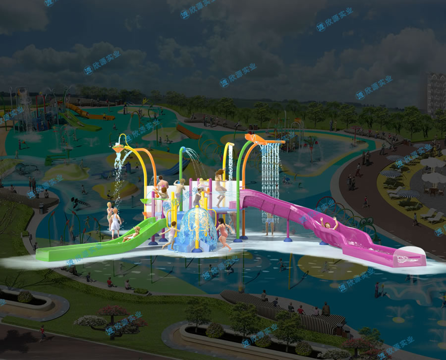 戏水屋平台滑梯组合XY17