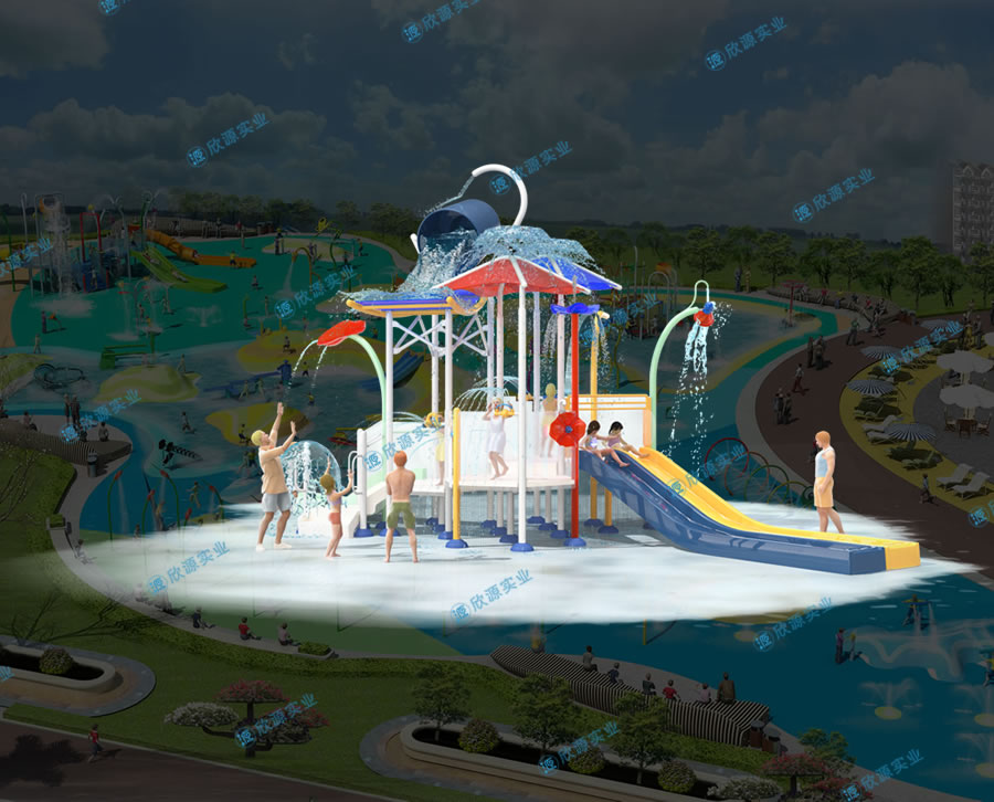 戏水屋平台滑梯组合XY20