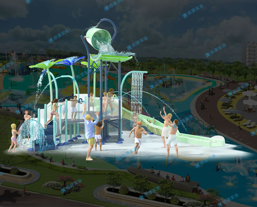 戏水屋平台滑梯组合XY21