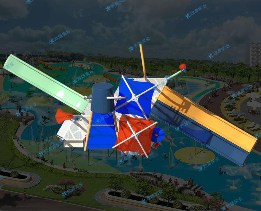 戏水屋平台滑梯组合XY20