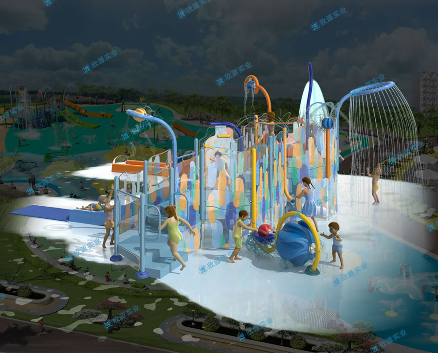 戏水屋平台滑梯组合XY32